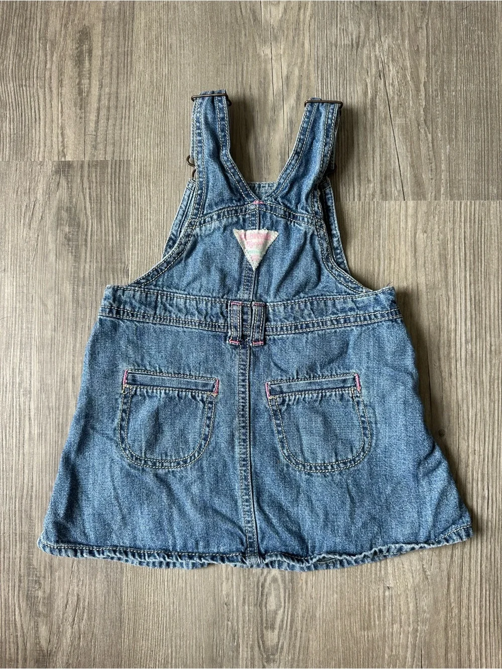 Oshkosh Denim Overall Pinafore Dress with Floral Pocket - Blue